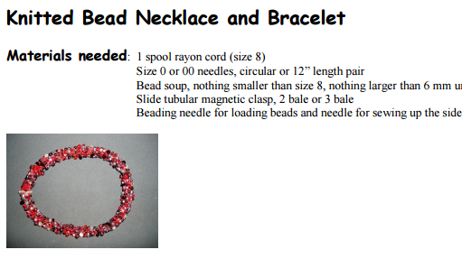 Tutorial: Knitted Bead Necklace and Bracelet